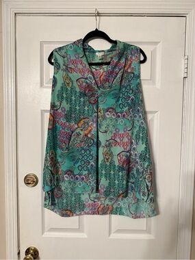 Spense Mint Paisley-Print Sleeveless Blouse